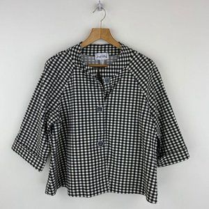 JOSEPH RIBKOFF Checkered Cropped Sleeve Top